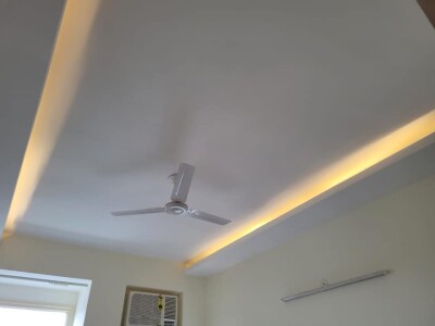 1RK fully furnished with double bed with mattress, almirah, kitchen chimney, chair and table.